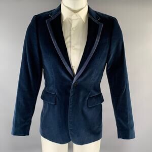 PS by PAUL SMITH Chest Size 38 Navy Velvet Cotton Notch Lapel Sport Coat